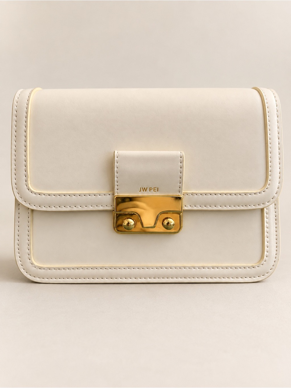 JW PEI Kinsley Crossbody Bag Ivory Cream Vegan Leather Gold Hardware